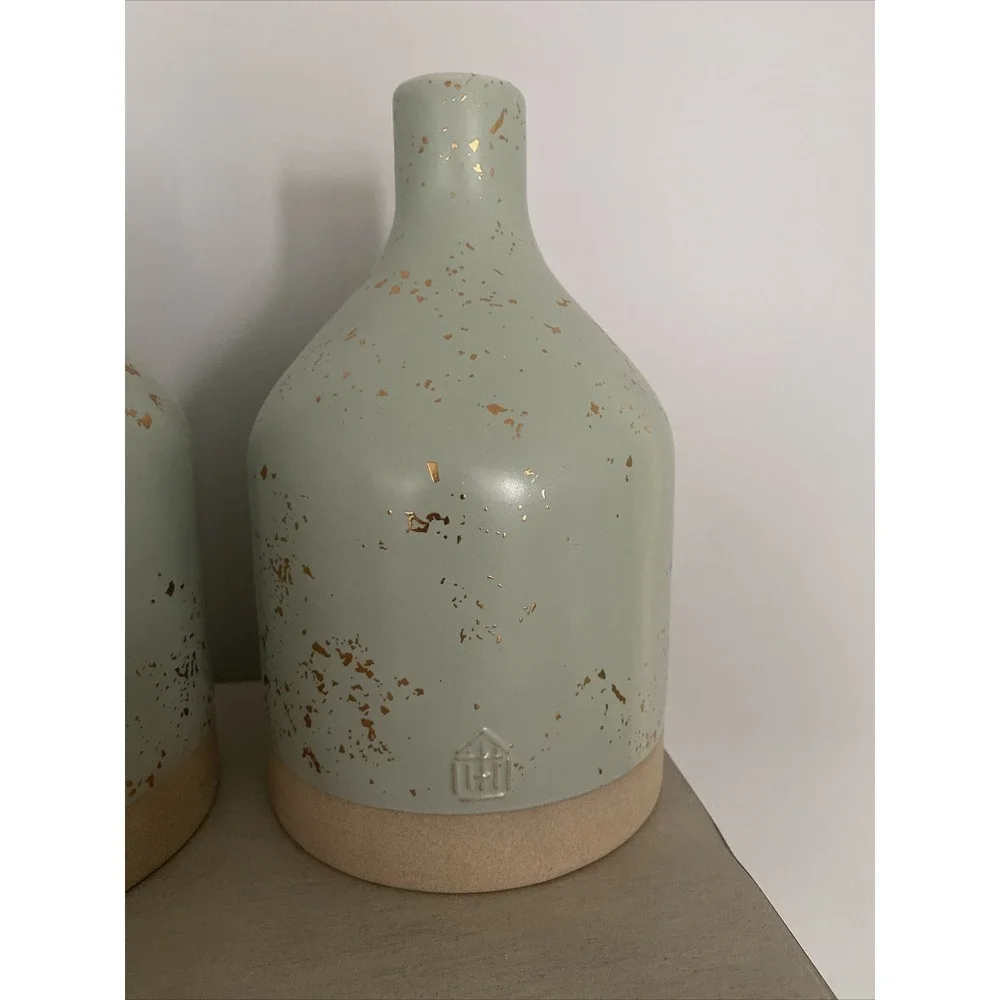 hearth and hand With magnolia Stoneware Vase Gold Sparked New Set Of Two